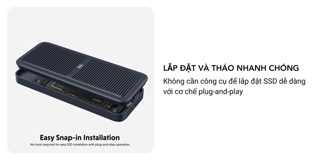 HyperDrive USB4 NVMe SSD HD5001GL - Thiết Kế Thông Minh Rất Dễ Dàng Lắp Hoặc Tháo