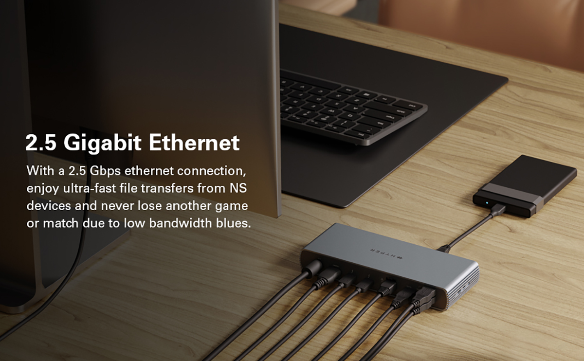 Dock Hub HyperDrive Thunderbolt 4 Station Tích Hợp Ethernet 2.5 Gbps Tốc Độ Cức Cao