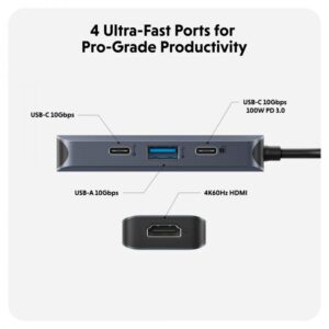 Cổng chuyển chuyên dụng Hyperdrive Next 4 Port Usb C-Hub Cho Laptop/Macbook (HD4001) - Ảnh 7