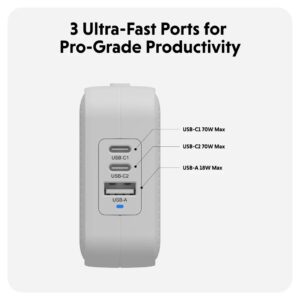 Sạc Đa Năng Hyperjuice 70W USB-C GaN Travel Charger 3 Ports HJ1003 - Ảnh 2