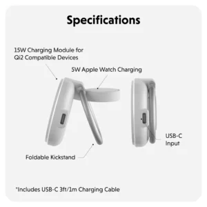 Bộ Sạc Không Dây HyperJuice Qi2 2 in 1 Magnetic Charging Stand - HJ3310WHGL - Ảnh 6
