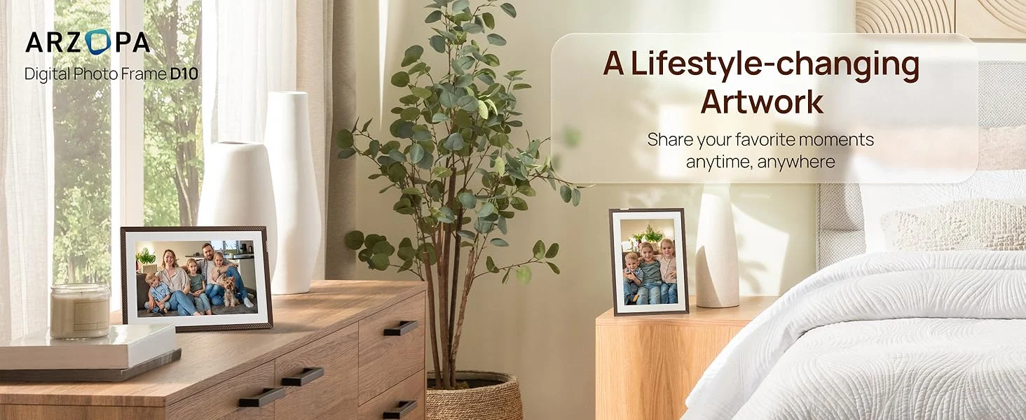 Khung ảnh kỹ thuật số ARZOPA D10 Brown WiFi 10.1" - Màn hình cảm ứng IPS HD 32GB Đỉnh Cao