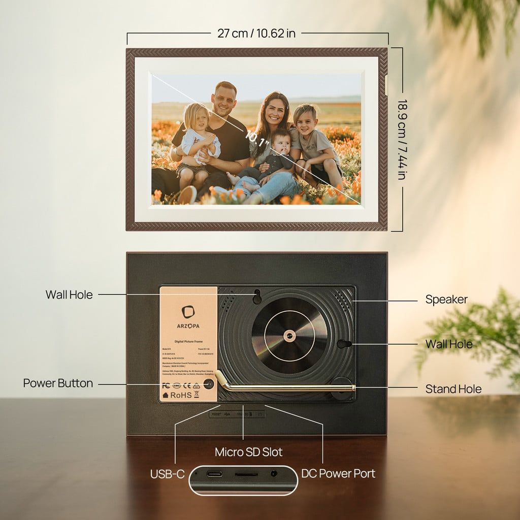 Khung ảnh kỹ thuật số ARZOPA D10 Brown WiFi 10.1" - Ảnh 10