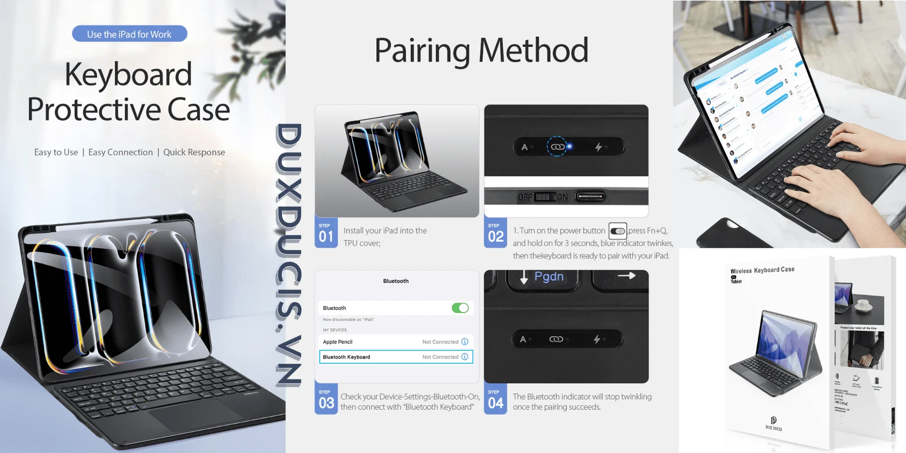 Bàn Phím Bluetooth Kiêm Bao Da iPad Dux Ducis Series TK