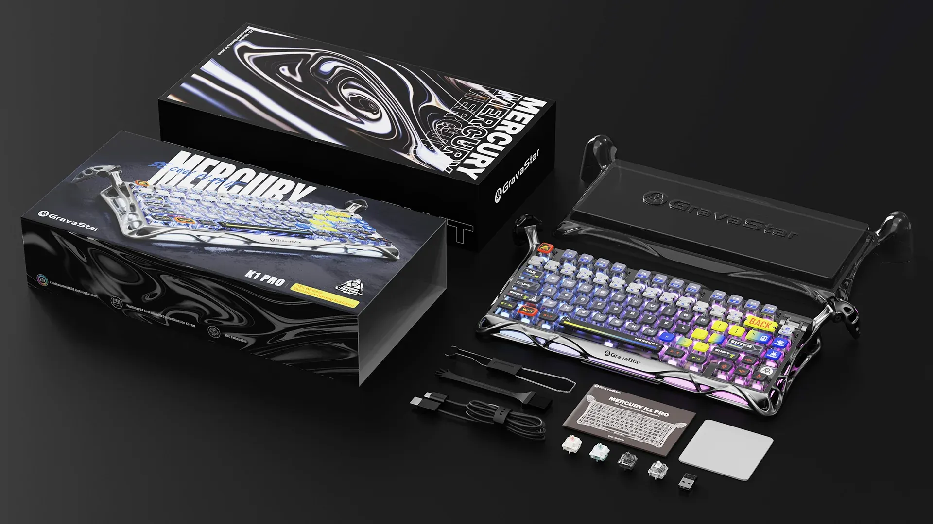 Bàn Phím Cơ Gaming GravaStar Mercury K1 Pro – Interstellar Silver
