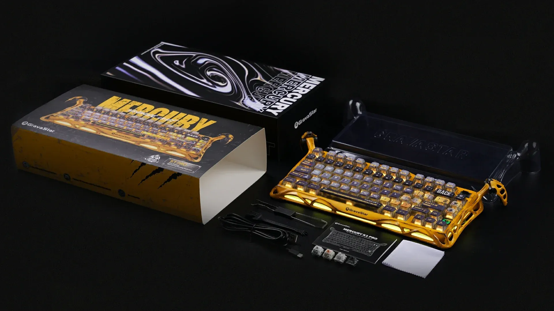 Bàn Phím Cơ Gaming GravaStar Mercury K1 Pro Special Edition – Battle-Worn Yellow