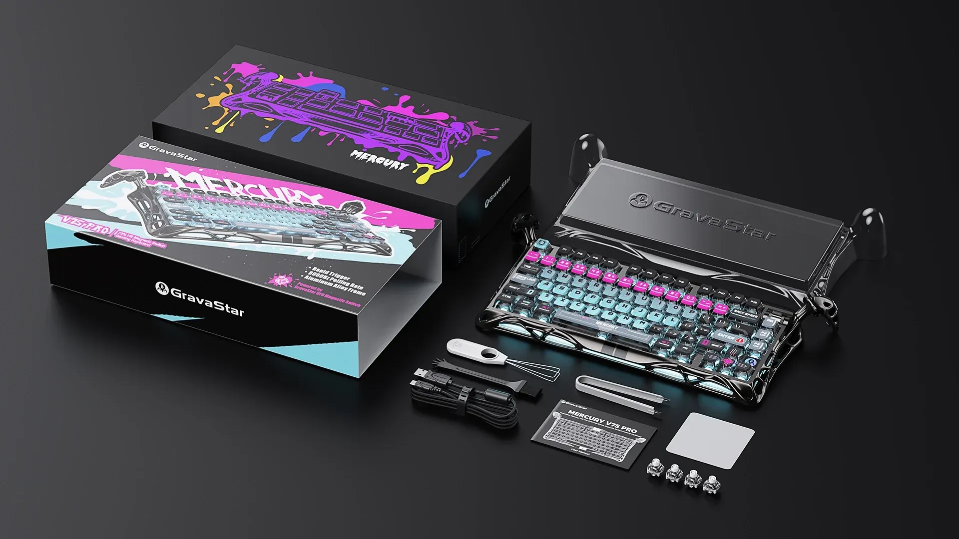 Bàn Phím Gaming HE Gravastar Mercury V75 Pro Special Edition – Cyberpunk