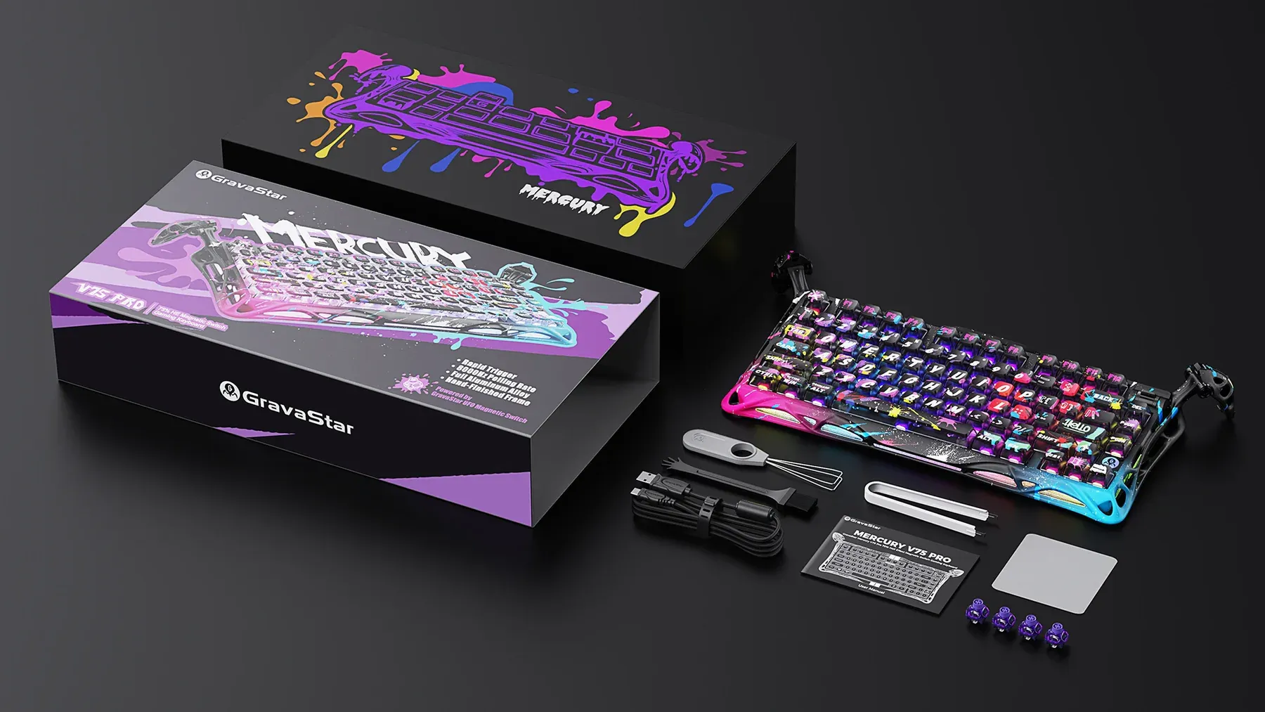 Bàn Phím Gaming HE Gravastar Mercury V75 Pro Special Edition – Neon Graffiti
