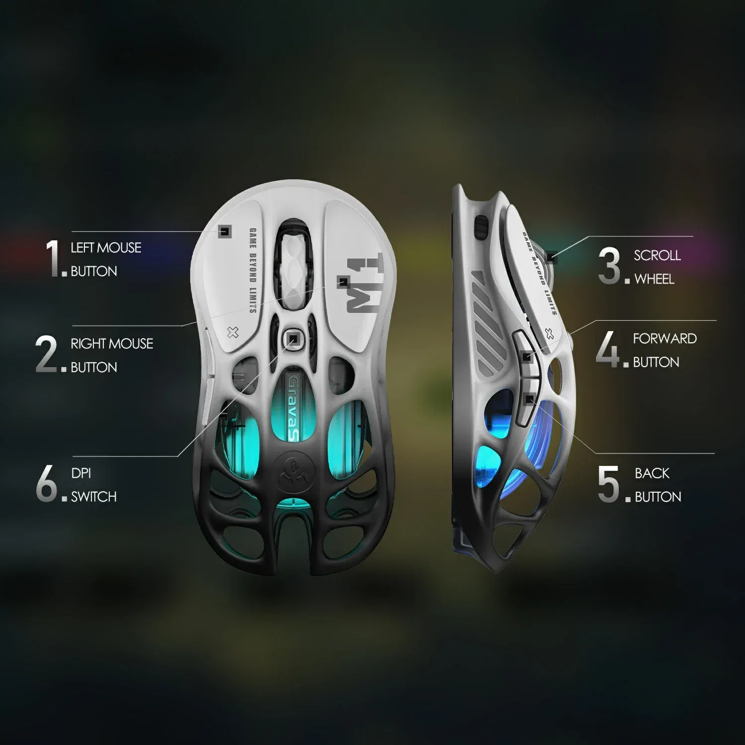 Chuột Gaming GravaStar Mercury M1 Pro Wireless – Gradient Black