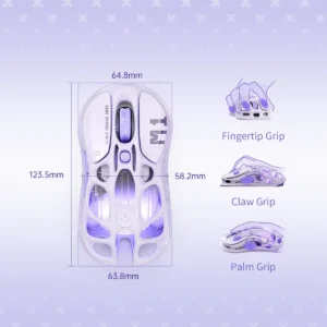 Chuột Gaming GravaStar Mercury M1 Pro Wireless – Lavender Purple (SE)