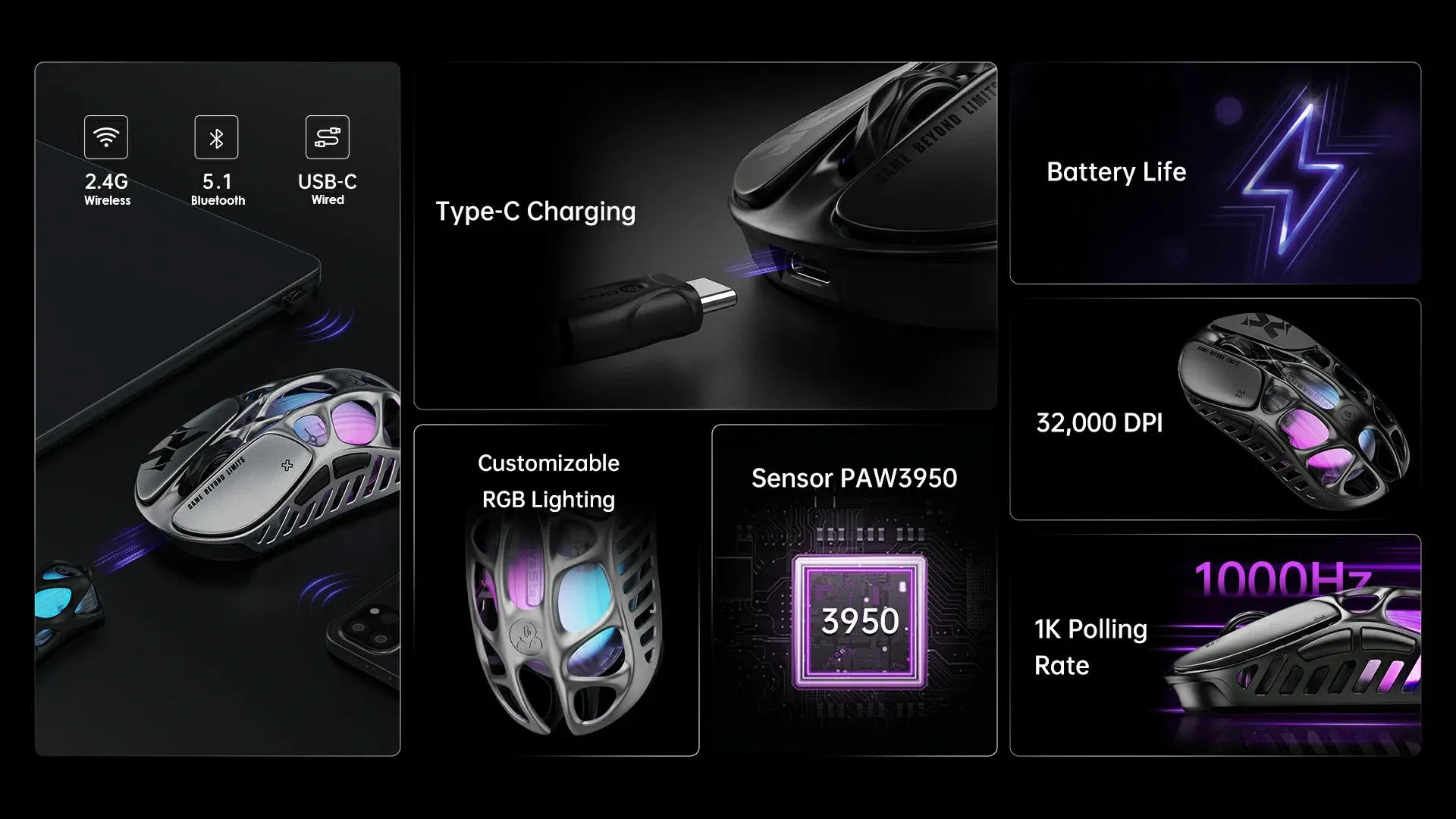 Chuột Gaming GravaStar Mercury X Wireless