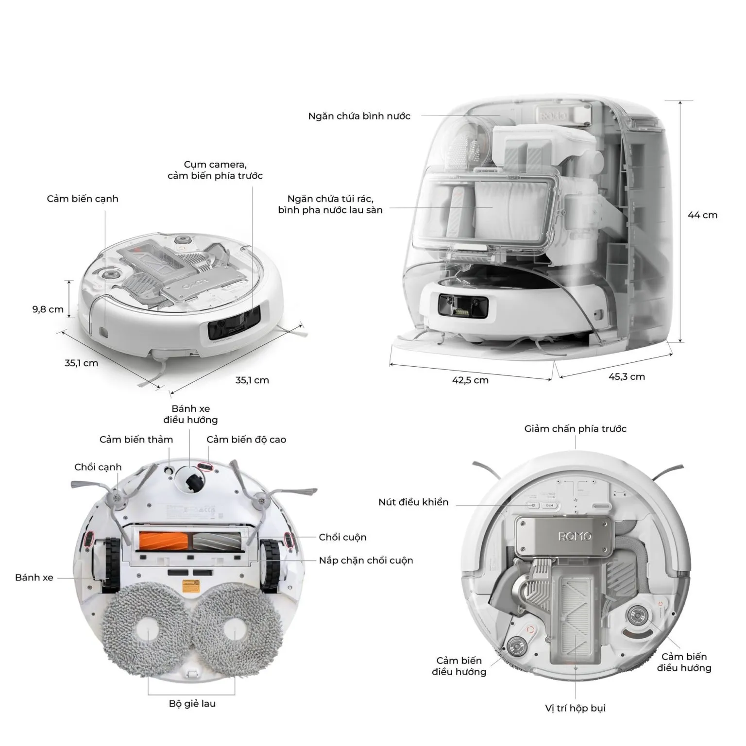 Robo Hút Hụi Lau Nhà DJI ROMO P