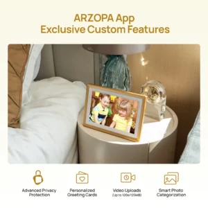 Khung ảnh kỹ thuật số ARZOPA D10 Champagne Gold WiFi 10.1" | Màn hình cảm ứng IPS HD 1280x800 | Bộ nhớ 32GB, Tự động xoay, Gửi ảnh qua App/Email - Ảnh 3