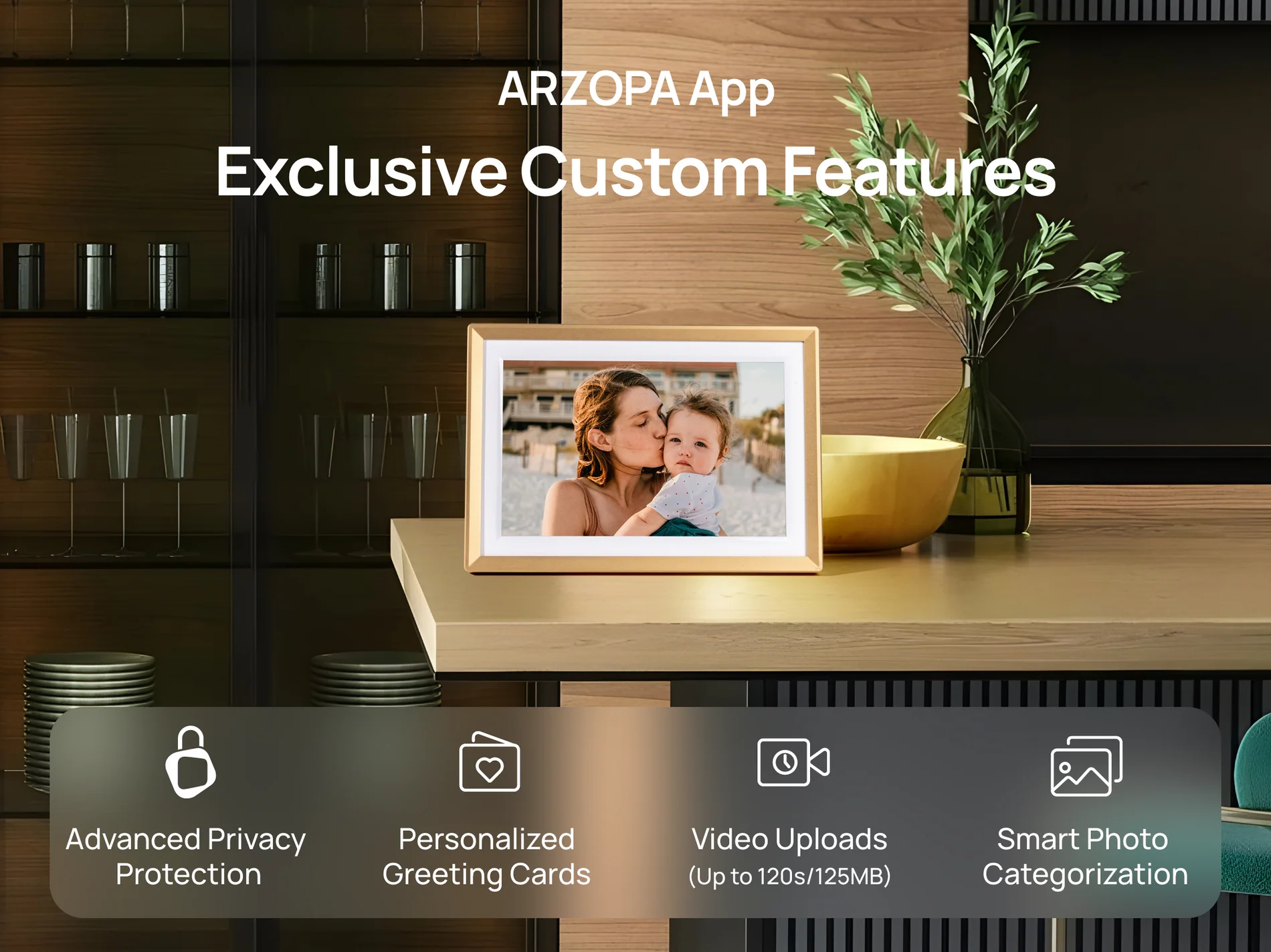 Khung ảnh kỹ thuật số ARZOPA D10 Champagne Gold WiFi 10.1"
