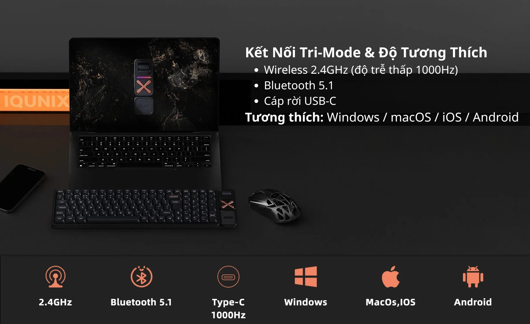 Bàn Phím Cơ IQUNIX Magi96 Series Low Profile Aluminum