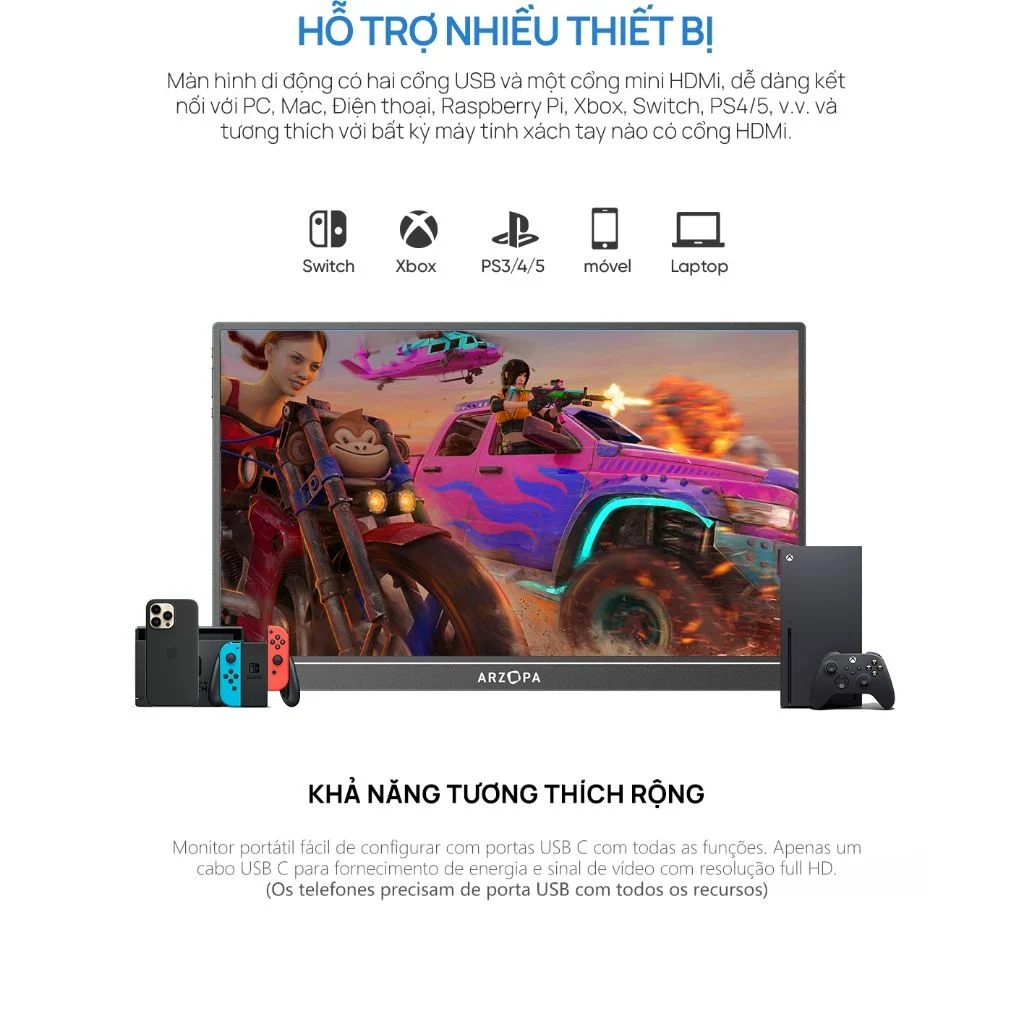 Màn hình di động ARZOPA Z1FC Dark 16.1" 144Hz 1080P FHD - Ảnh 5