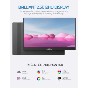 Màn hình di động ARZOPA Z1RC 16" 60Hz 2.5K IPS HDR 500nits 8bit QHD - Ảnh 2