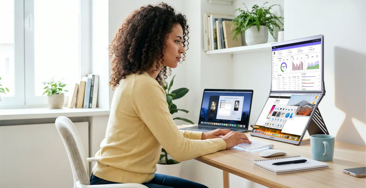 Màn Hình Di Động Kép Gập Gọn ARZOPA E1 – 15.6" x 2 FHD IPS, 100% sRGB