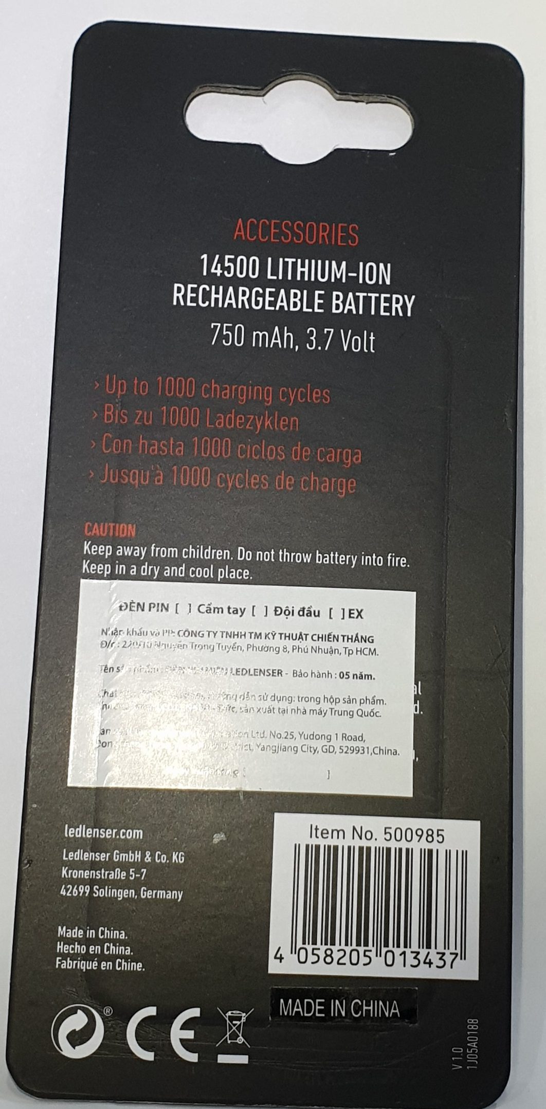 Pin LEDLENSER 14500 3.7V 750mAh - Ảnh 3