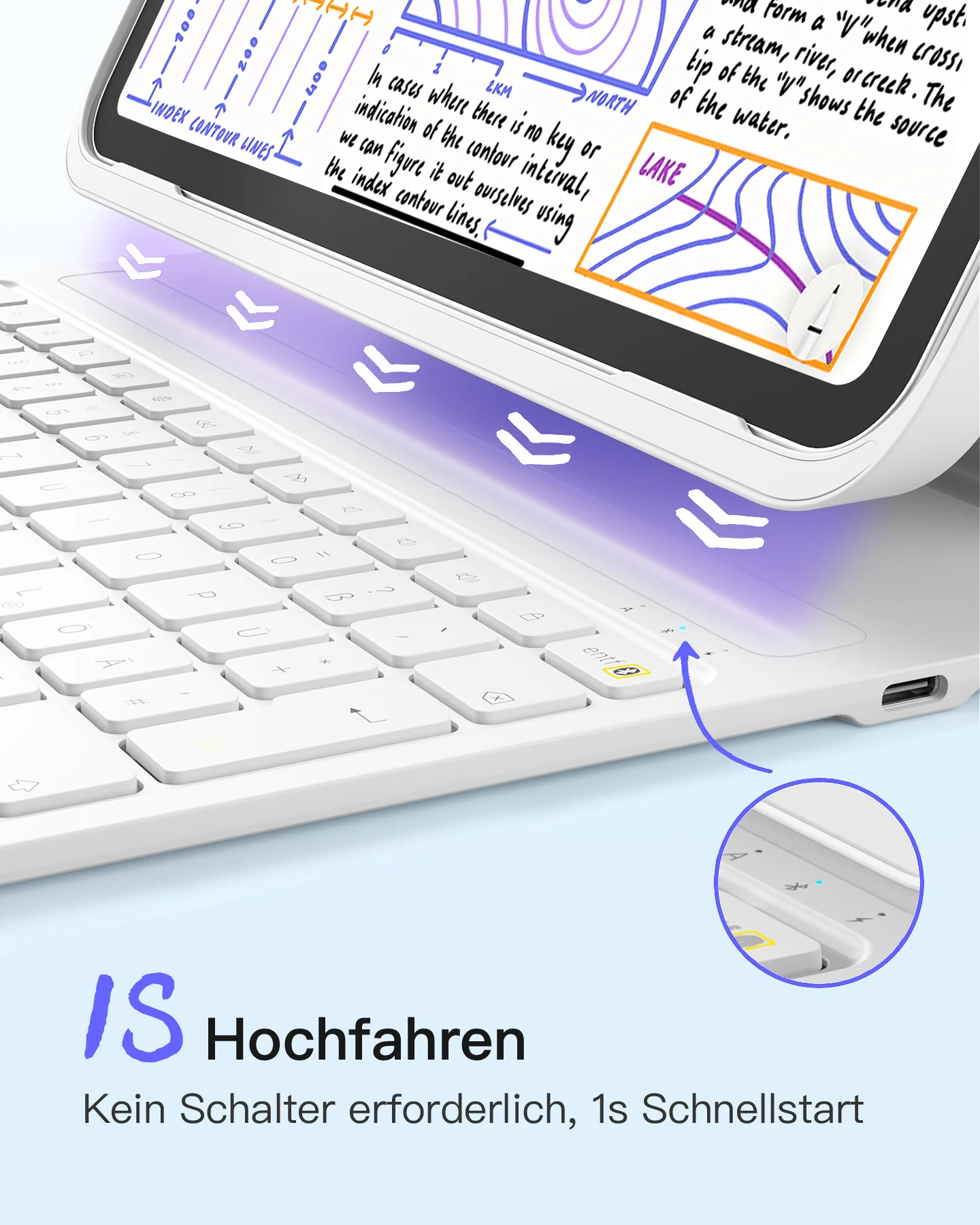 Bàn Phím Bluetooth Kiêm Bao Da iPad 11/10 Air/Pro 11-inch inateck AirTap - BK2007