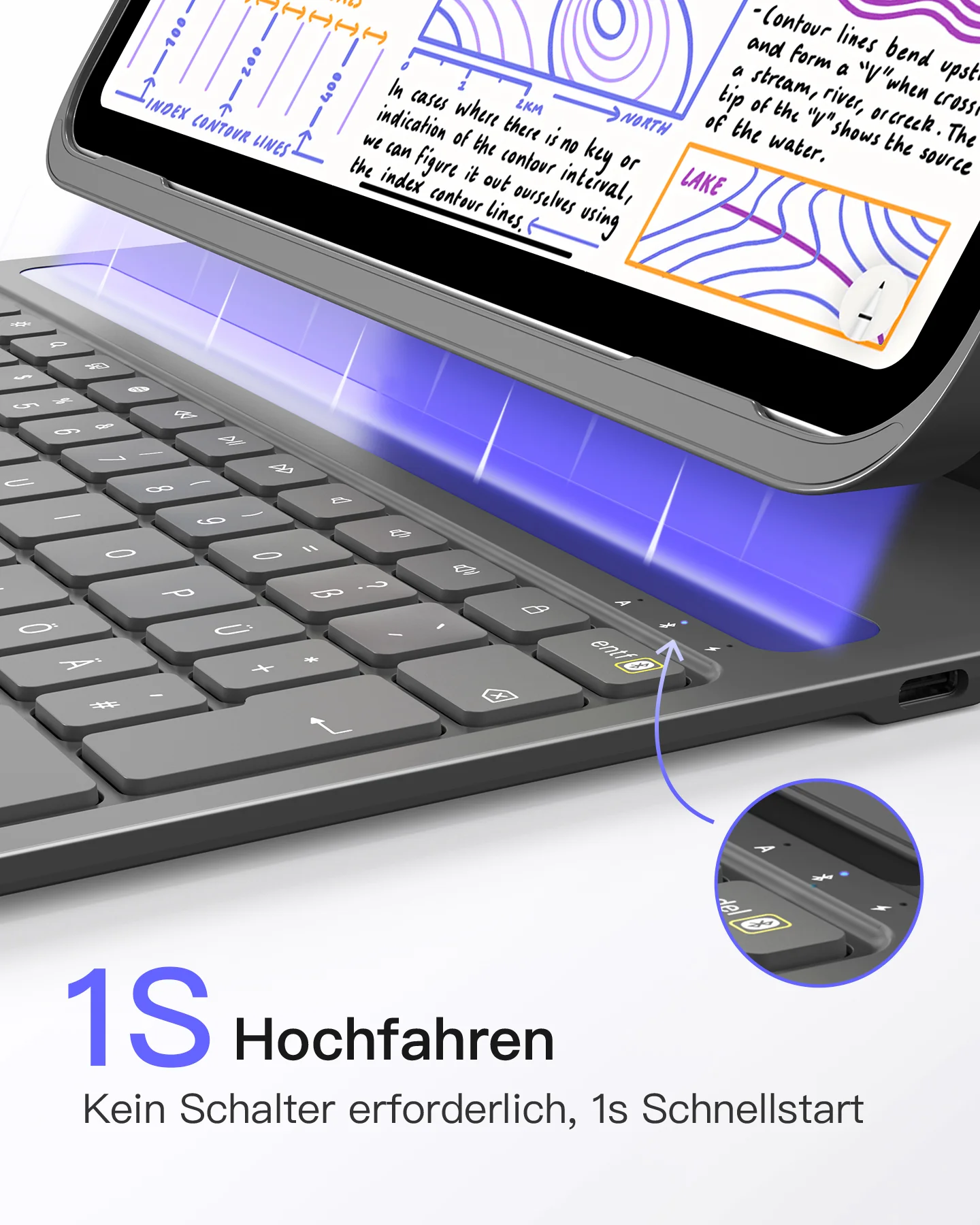 Bàn Phím Bluetooth Kiêm Bao Da iPad inateck AirTap - BK2007-13 Cho iPad Air 13-inch M3/M2 & iPad Pro 12.9