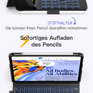 Bàn Phím Bluetooth Kiêm Bao Da iPad 11 inateck AirTap Led RGB – Giải Pháp Hoàn Hảo Cho iPad Air & Pro 11-inch (BK2007-RGB)