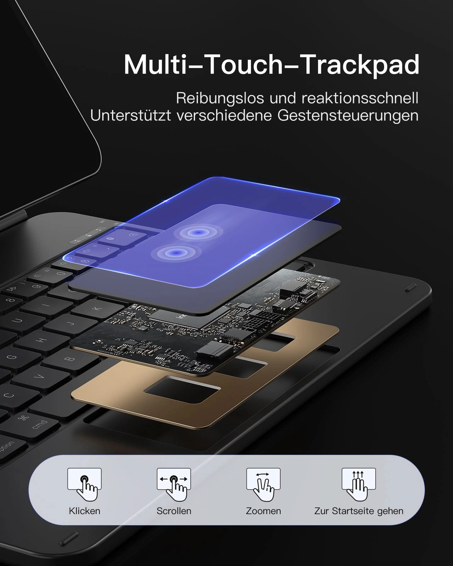 Bàn Phím Bluetooth Kiêm Bao Da inateck Neo Magic Cho iPad 11 Gen A16/10 Gen 10.9-inch KB09119-10