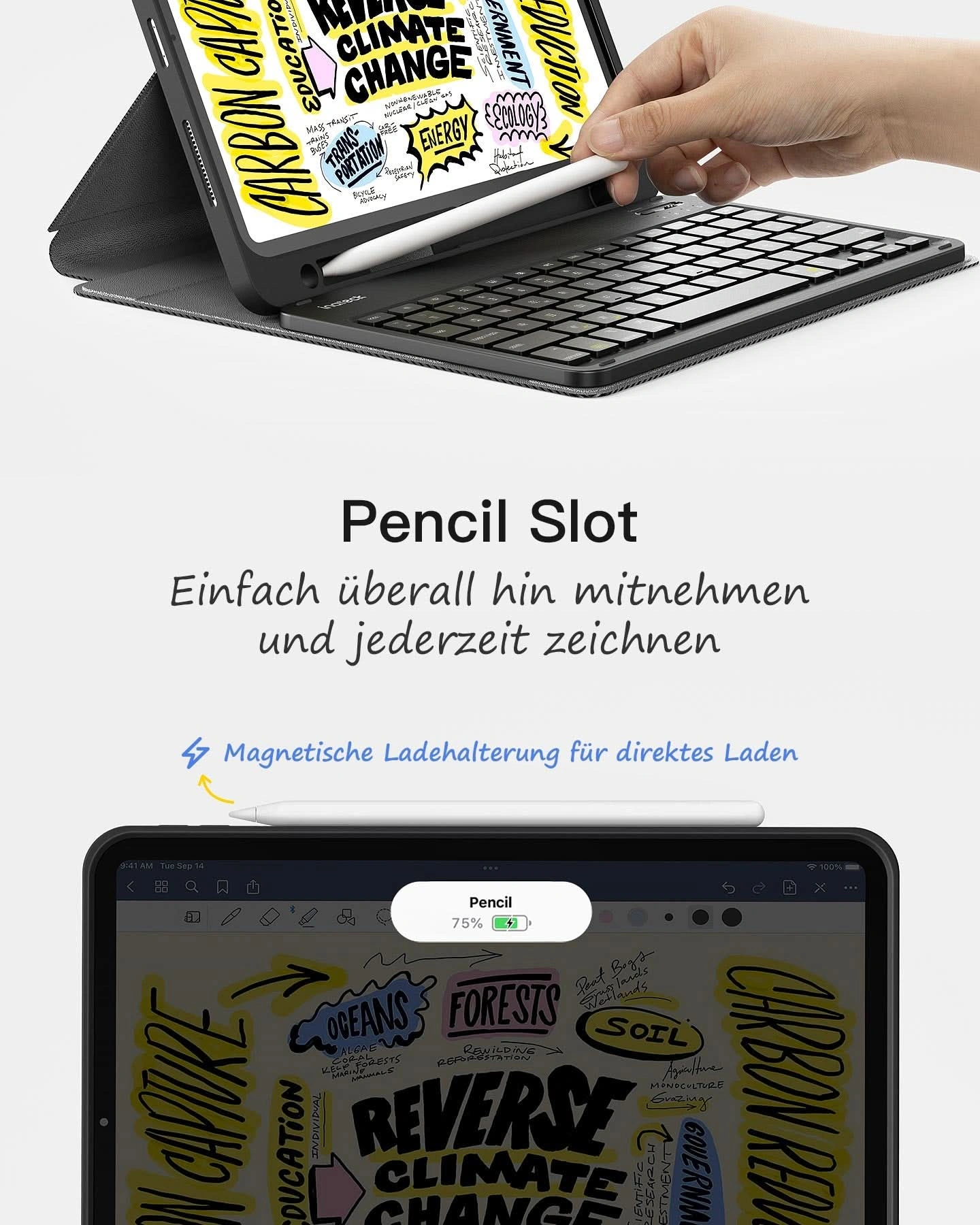 Bàn Phím Bluetooth Kiêm Bao Da inateck Ultralight Cho iPad 11/10 Air/Pro 11-inch KB04002