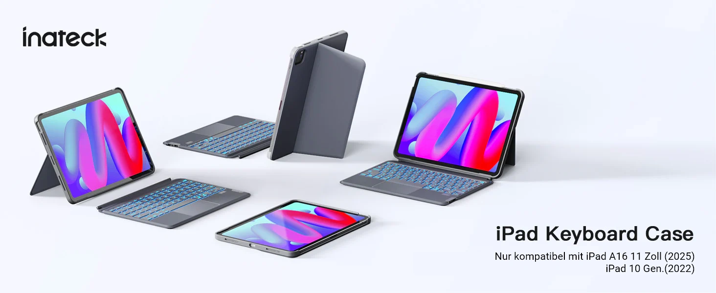 Bàn Phím Bluetooth Kiêm Ốp Lưng Cho iPad 11 Gen A16/10 Gen 10.9-inch inateck Acetouch Led RGB - KB04112
