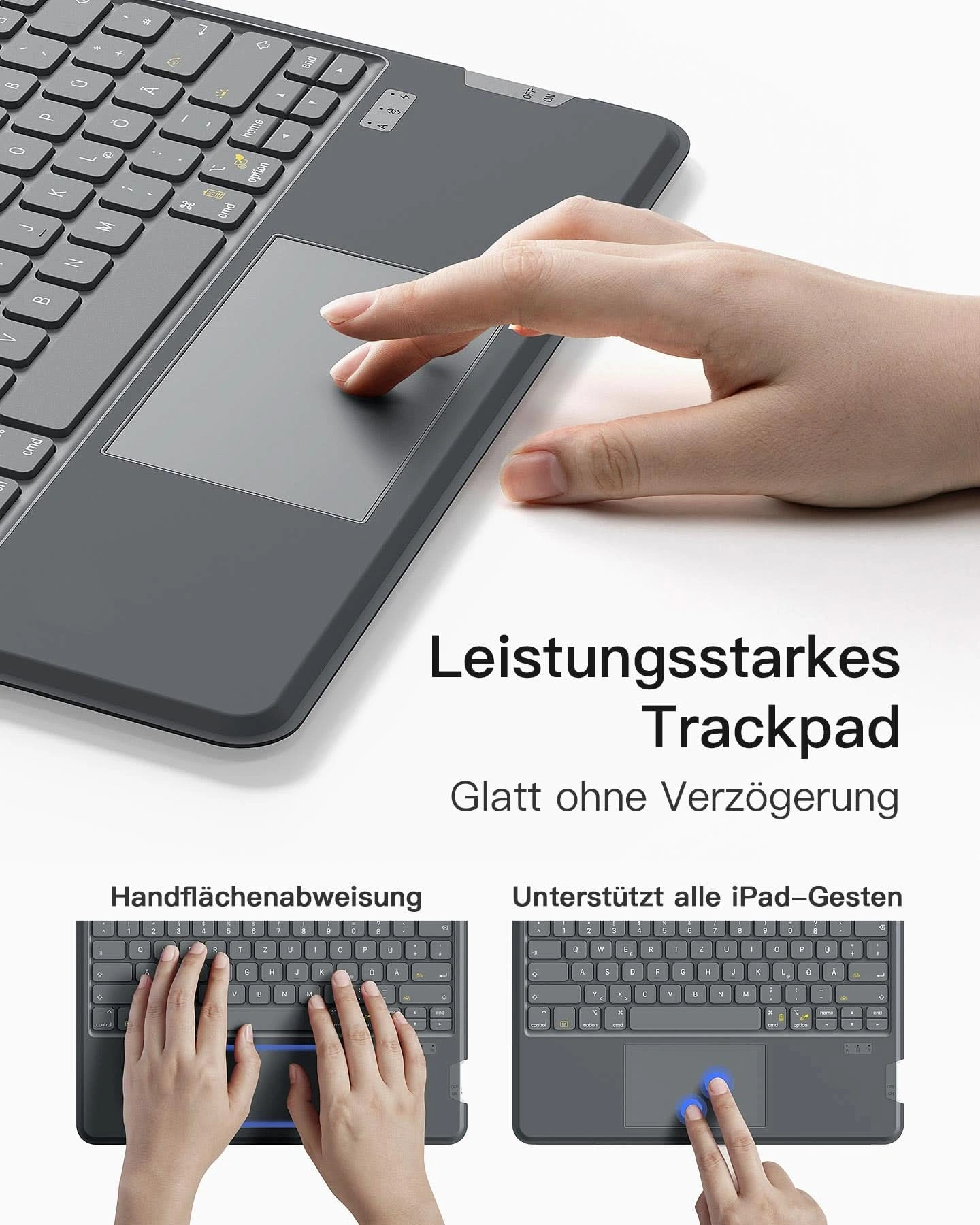 Bàn Phím Bluetooth Kiêm Ốp Lưng inateck Acetouch Led RGB Cho iPad Air 13/Pro 12.9 KB04118 - Ảnh 5