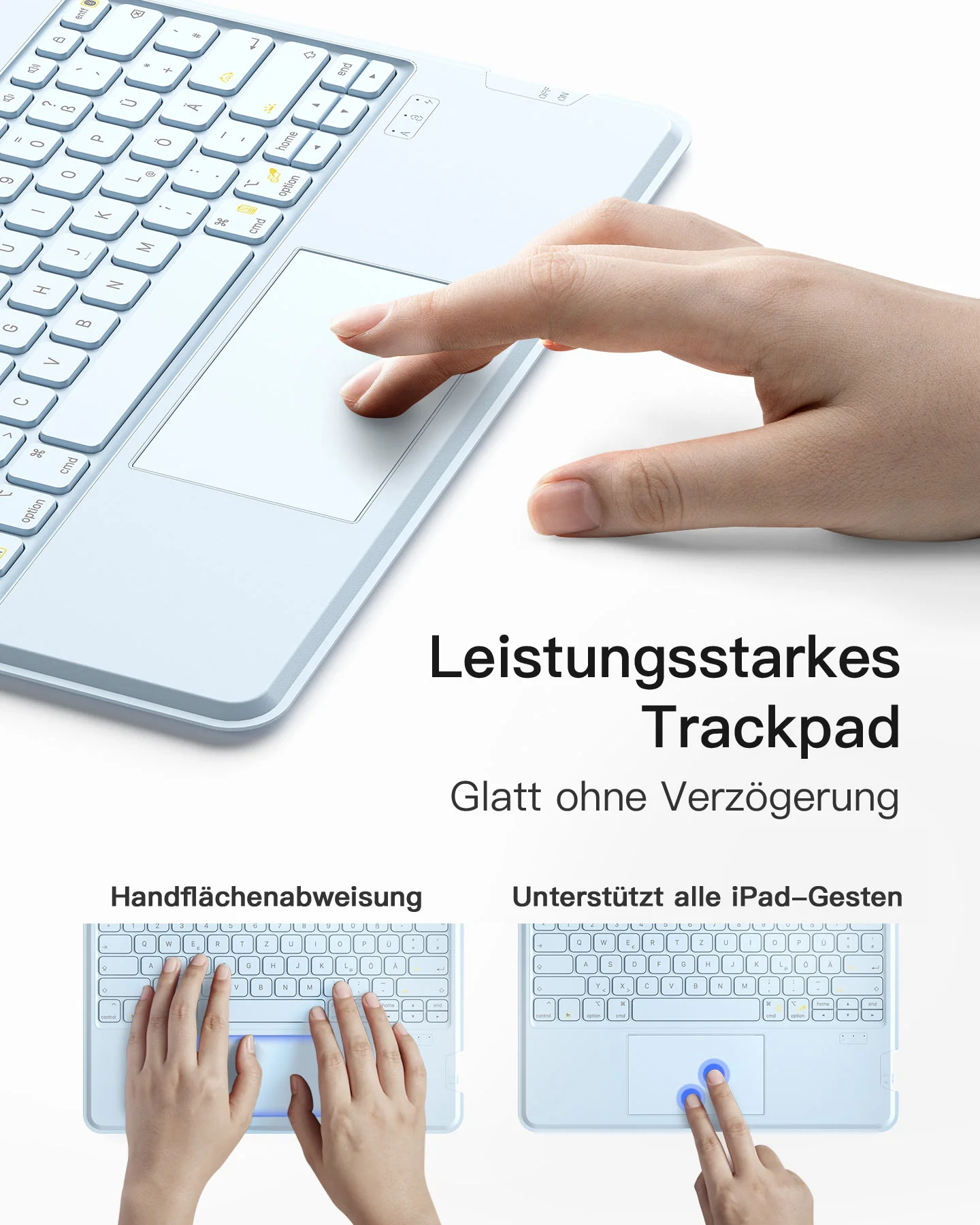 Bàn Phím Bluetooth Kiêm Ốp Lưng inateck Acetouch Led RGB Cho iPad Air 13/Pro 12.9 KB04118 - Ảnh 8