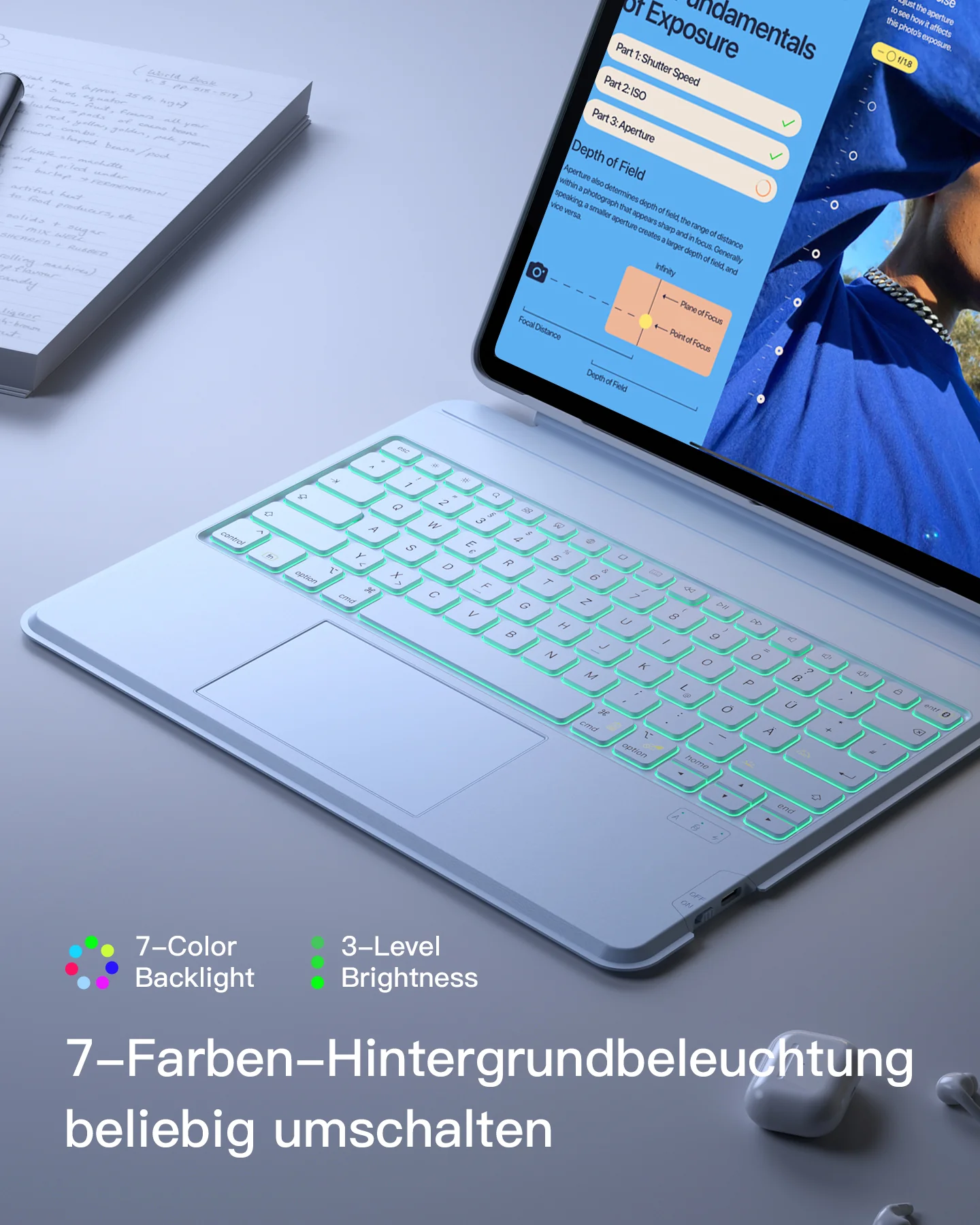 Bàn Phím Bluetooth Kiêm Ốp Lưng inateck Acetouch Led RGB Cho iPad Air 13/Pro 12.9 KB04118