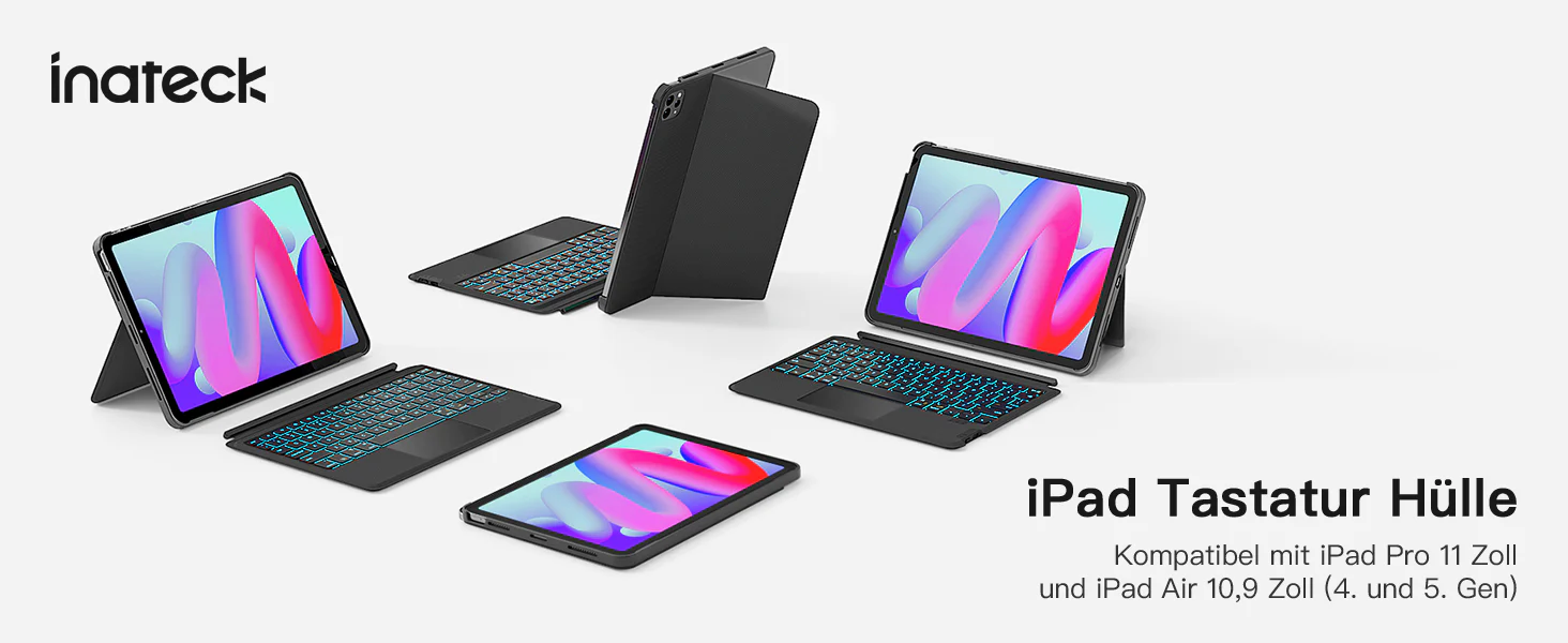 Bàn Phím Bluetooth Kiêm Ốp Lưng iPad inateck Acetouch Led RGB -KB04111 Chính Hãng