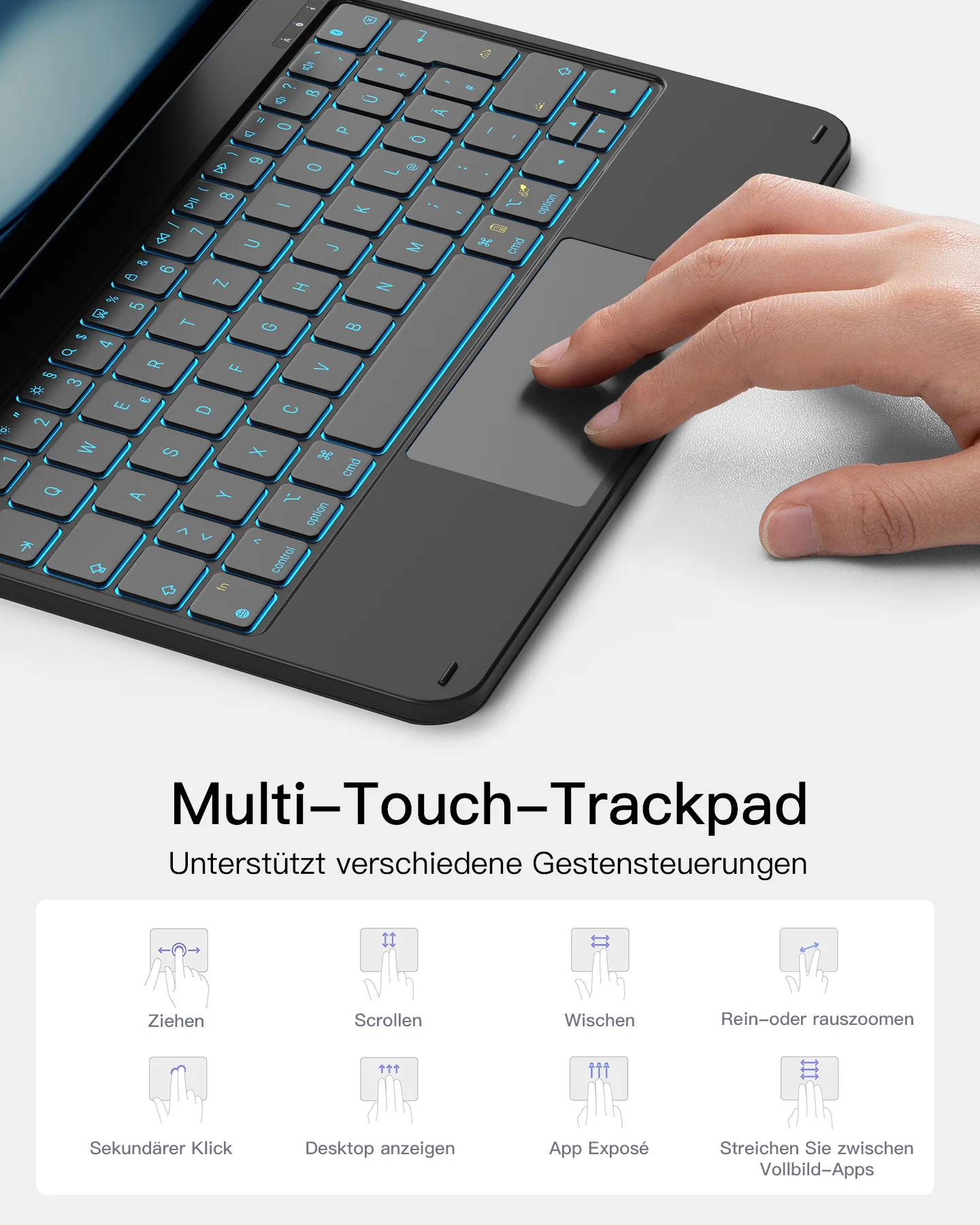 Bàn Phím Bluetooth Kiêm Bao Da inateck Neo Magic Cho iPad Air 7/6/5/4/Pro 11-inch 4/3/2/1 KB09119