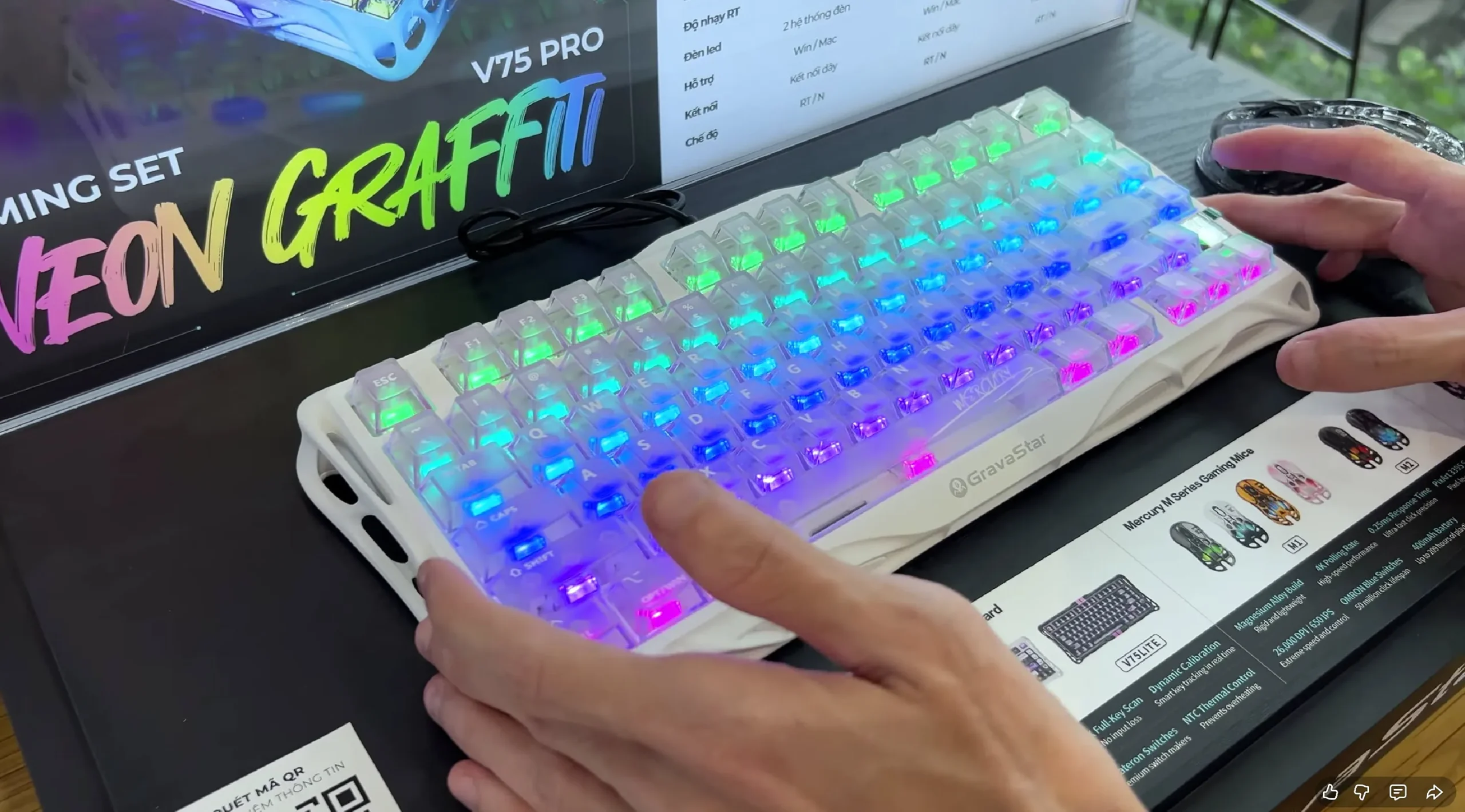 Đánh Giá Bàn Phím Cơ GravaStar Mercury K1 Lite: Thiết Kế Cyberpunk, RGB Rực Rỡ, Gõ Phím Mượt Mà