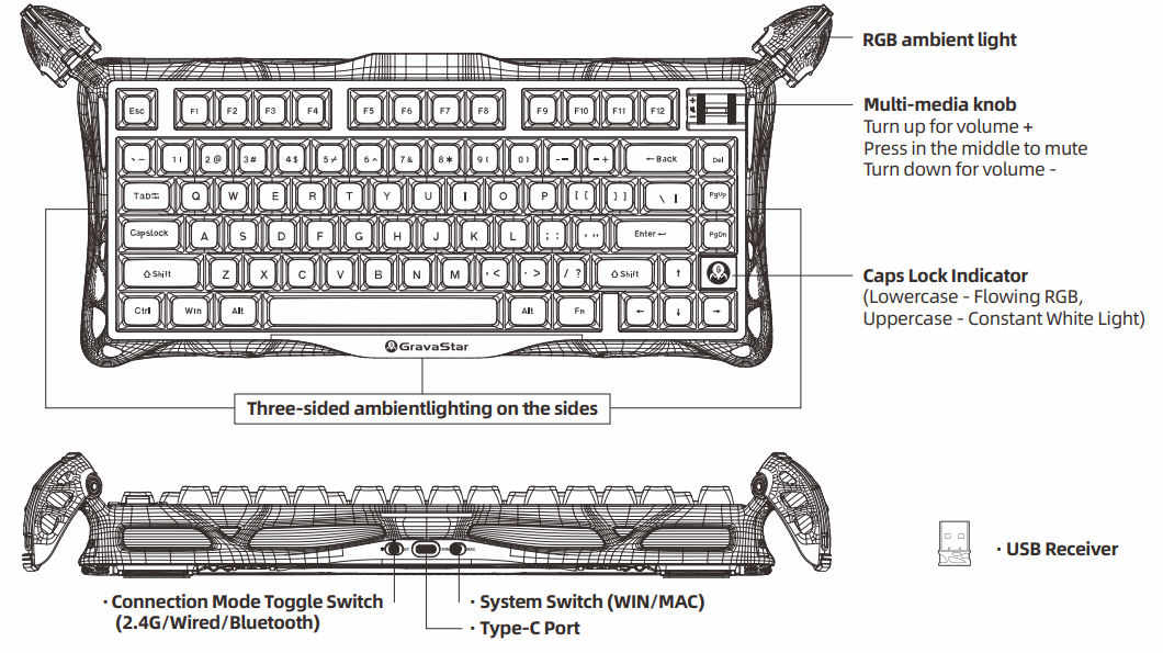 Bàn Phím Cơ Gaming GravaStar Mercury K1 Pro