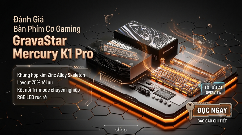 Đánh Giá Bàn Phím Cơ GravaStar Mercury K1 Pro: "Quái Thú" Sci-Fi Cho Góc Setup